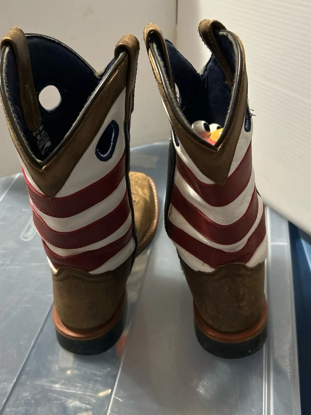 Girls Smoky Mountain Boots Brown USA Flag Size 3.5